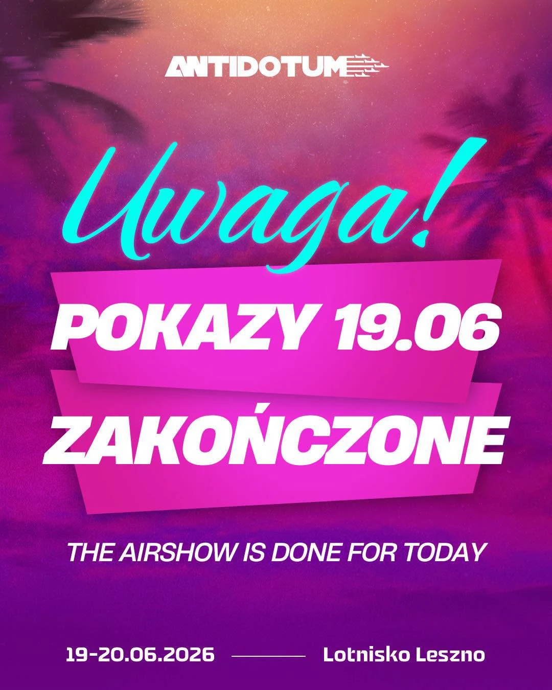 Antidotum Airshow przerwane z powodu trudnych warunków pogodowych