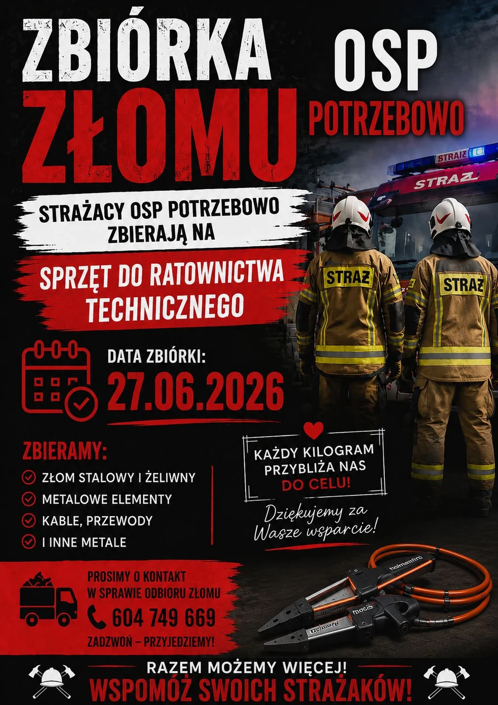 OSP Potrzebowo zbiera złom na sprzęt ratowniczy