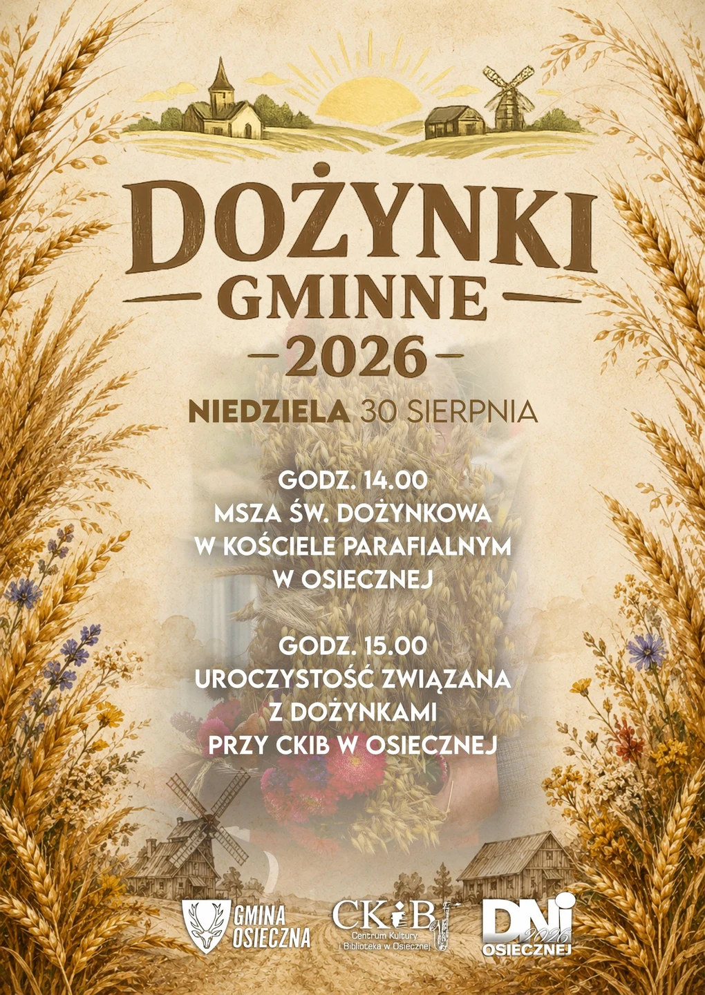 Dożynki Gminne 2026 w Osiecznej – 30 sierpnia
