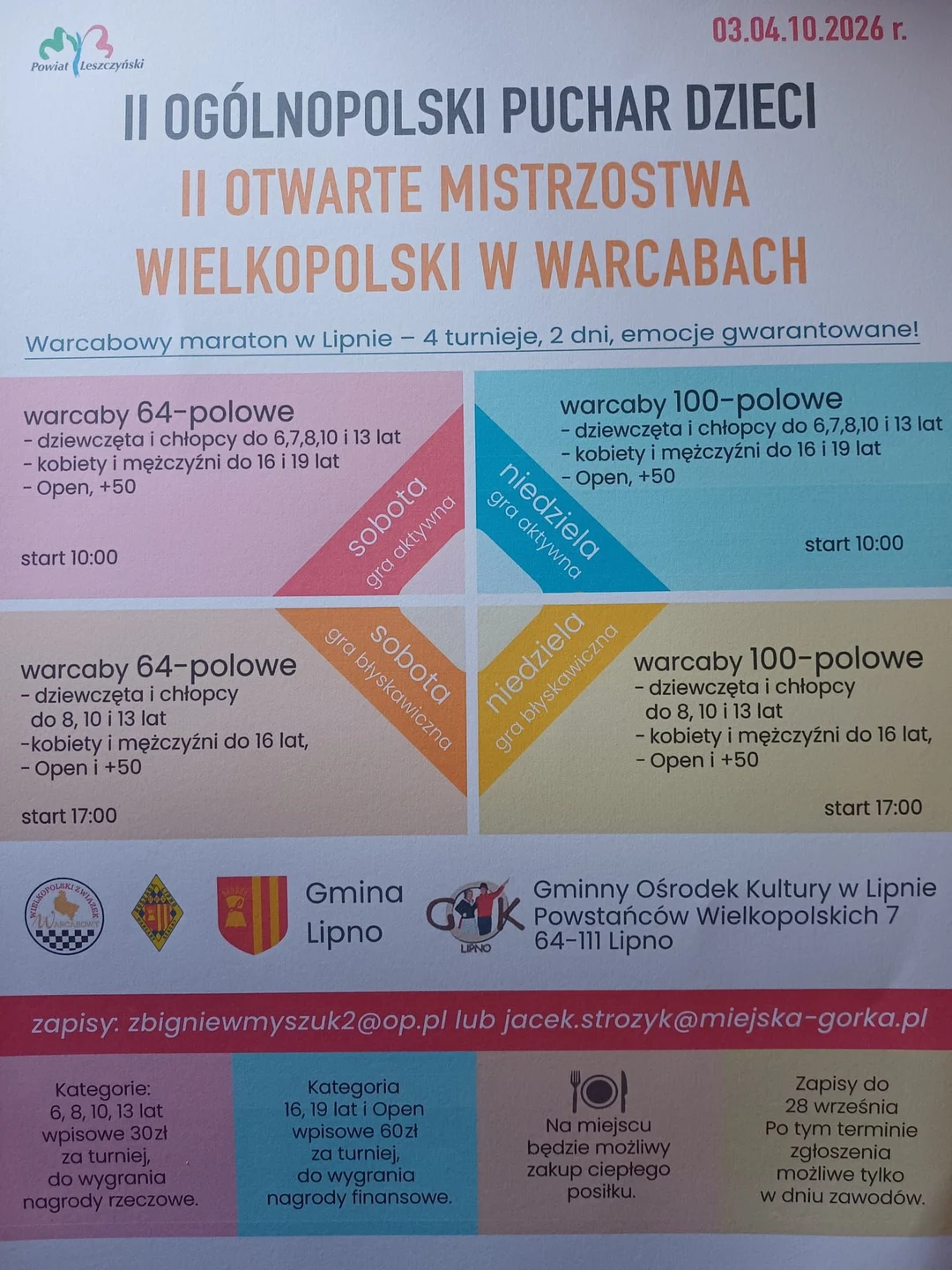 Warcabowy maraton w Lipnie – dwa dni, cztery turnieje