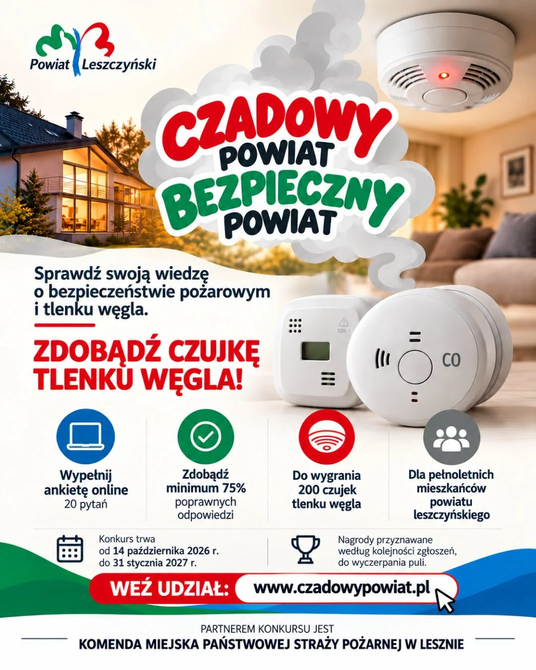 Wygraj czujkę czadu – konkurs dla mieszkańców powiatu