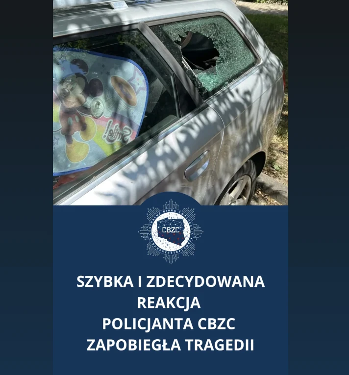 Policjant z CBZC uratował 2-miesięczne dziecko zatrzaśnięte w aucie