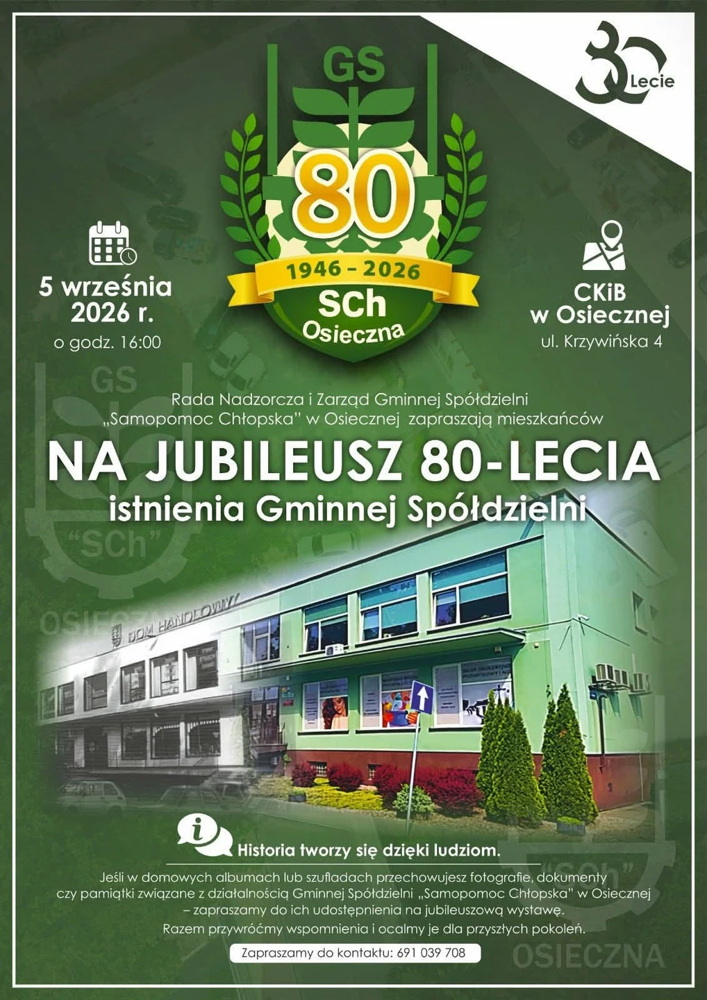 Gminna Spółdzielnia „Samopomoc Chłopska” w Osiecznej świętuje 80-lecie