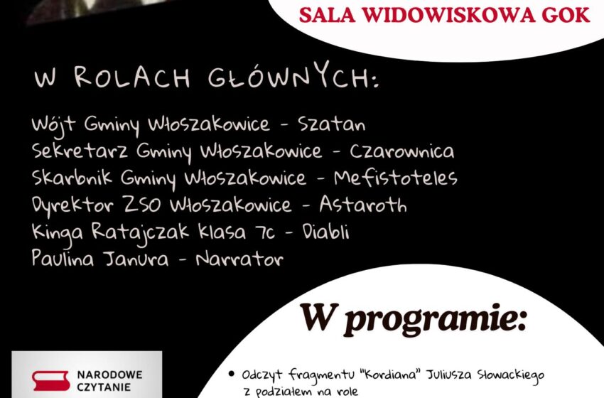  Narodowe Czytanie 2024 we Włoszakowicach: Wydarzenie Kulturalne z 'Kordianem’ w Roli Głównej