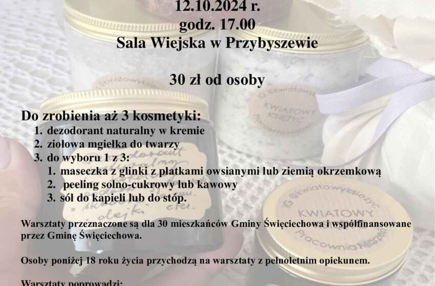  Warsztaty kosmetyczne w Przybyszewie: Zrób własne naturalne kosmetyki