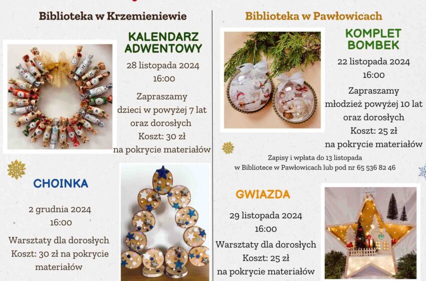  Świąteczne warsztaty w Bibliotekach w Krzemieniewie i Pawłowicach