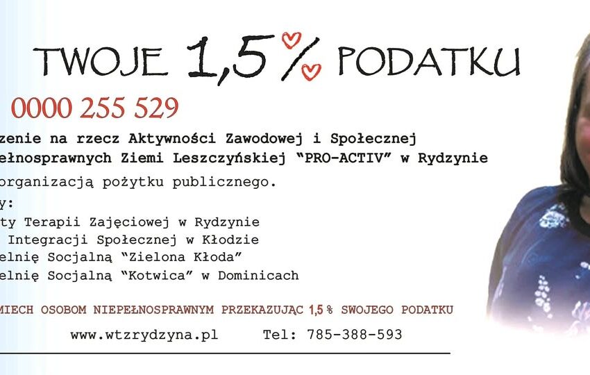  Podaruj 1,5% podatku Stowarzyszeniu PRO-ACTIV w Rydzynie