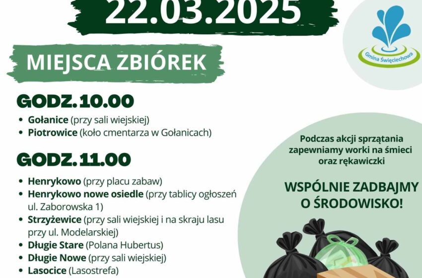  Wspólnie zadbajmy o środowisko! Akcja „Sprzątanie Świata” w Gminie Święciechowa