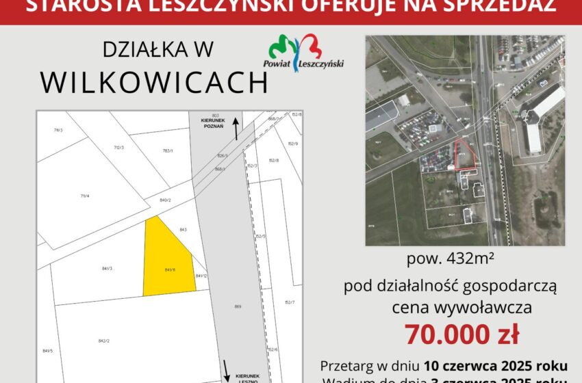 Na sprzedaż działka w Wilkowicach – przetarg już w czerwcu