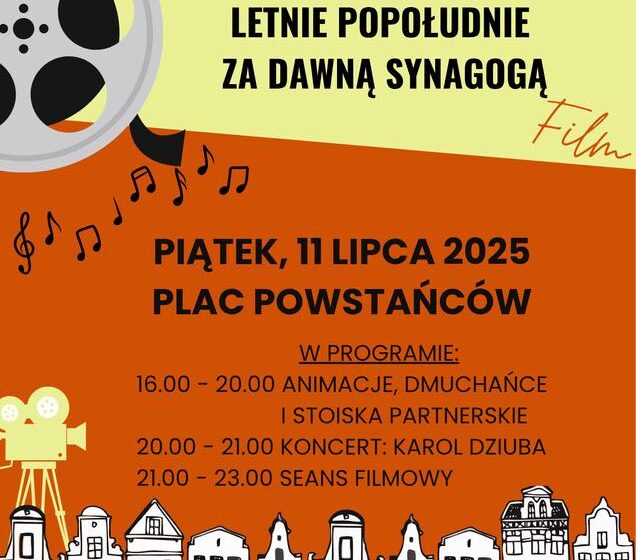Letnie popołudnie za dawną synagogą w Lesznie – koncert, animacje i kino plenerowe