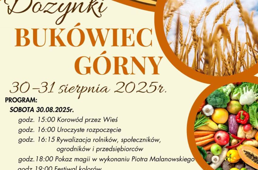 Zapraszamy na Dożynki w Bukówcu Górnym – 30 i 31 sierpnia