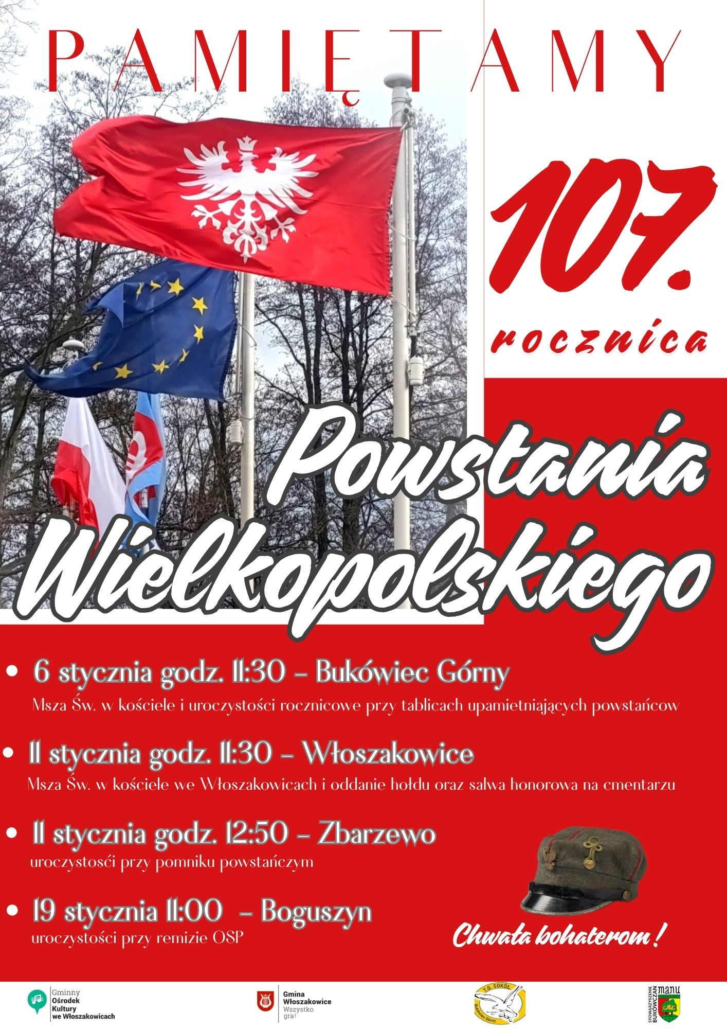 Obchody 107. rocznicy Powstania Wielkopolskiego w gminie Włoszakowice