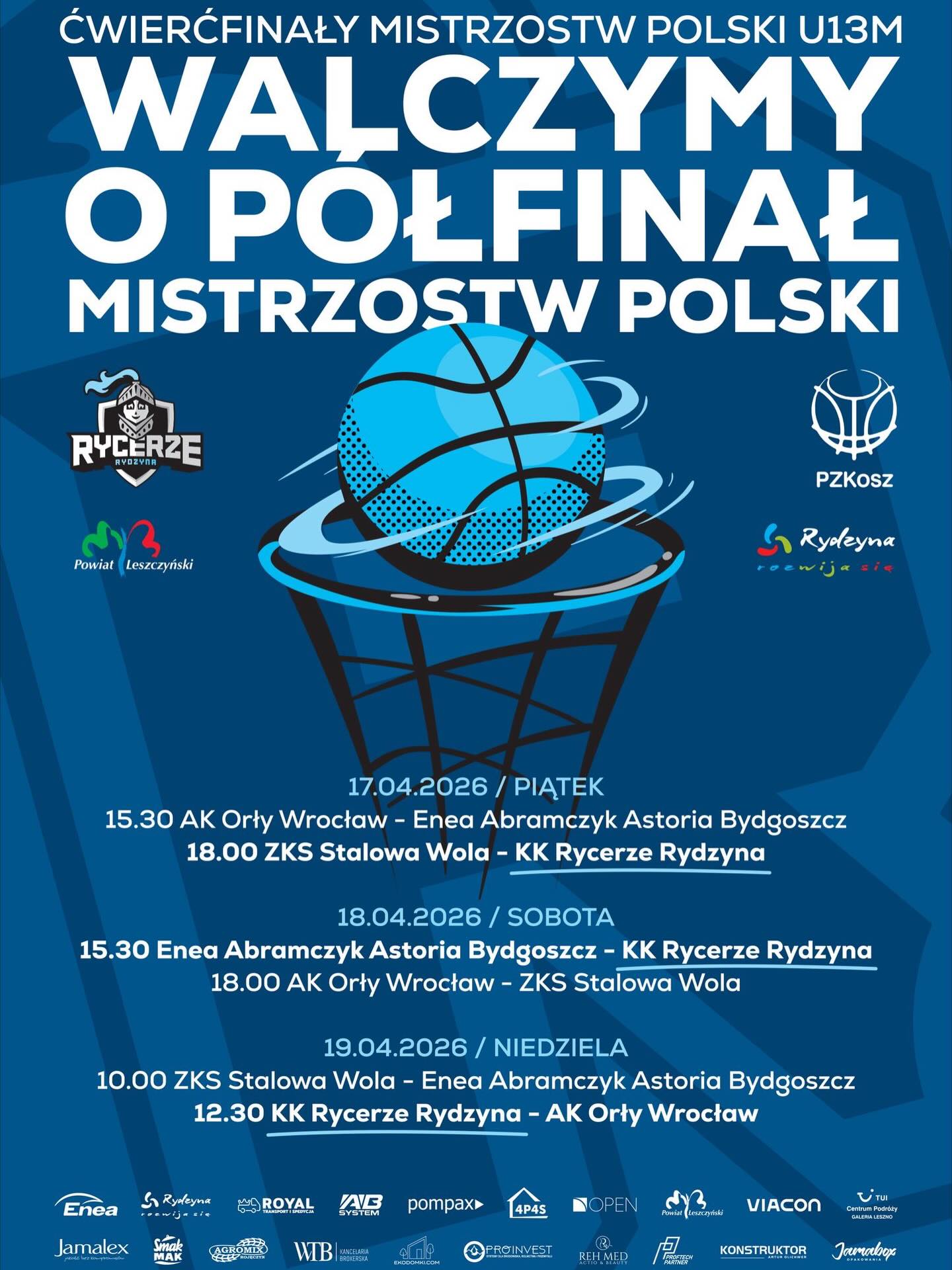 Rydzyna gospodarzem Ćwierćfinałów Mistrzostw Polski U13M w koszykówce. Sprawdź terminarz!