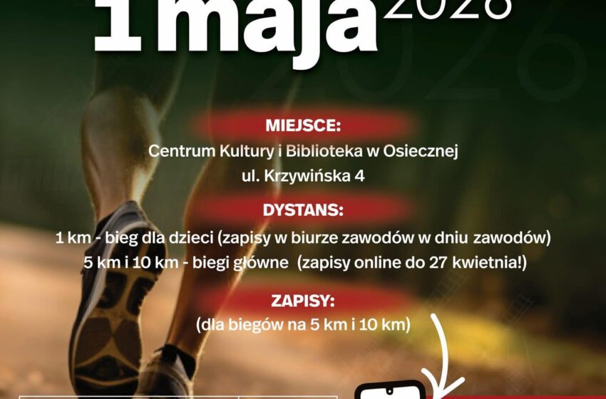 Oficjalny plakat XIII Biegu Borków w Osiecznej – 1 maja 2026 r.