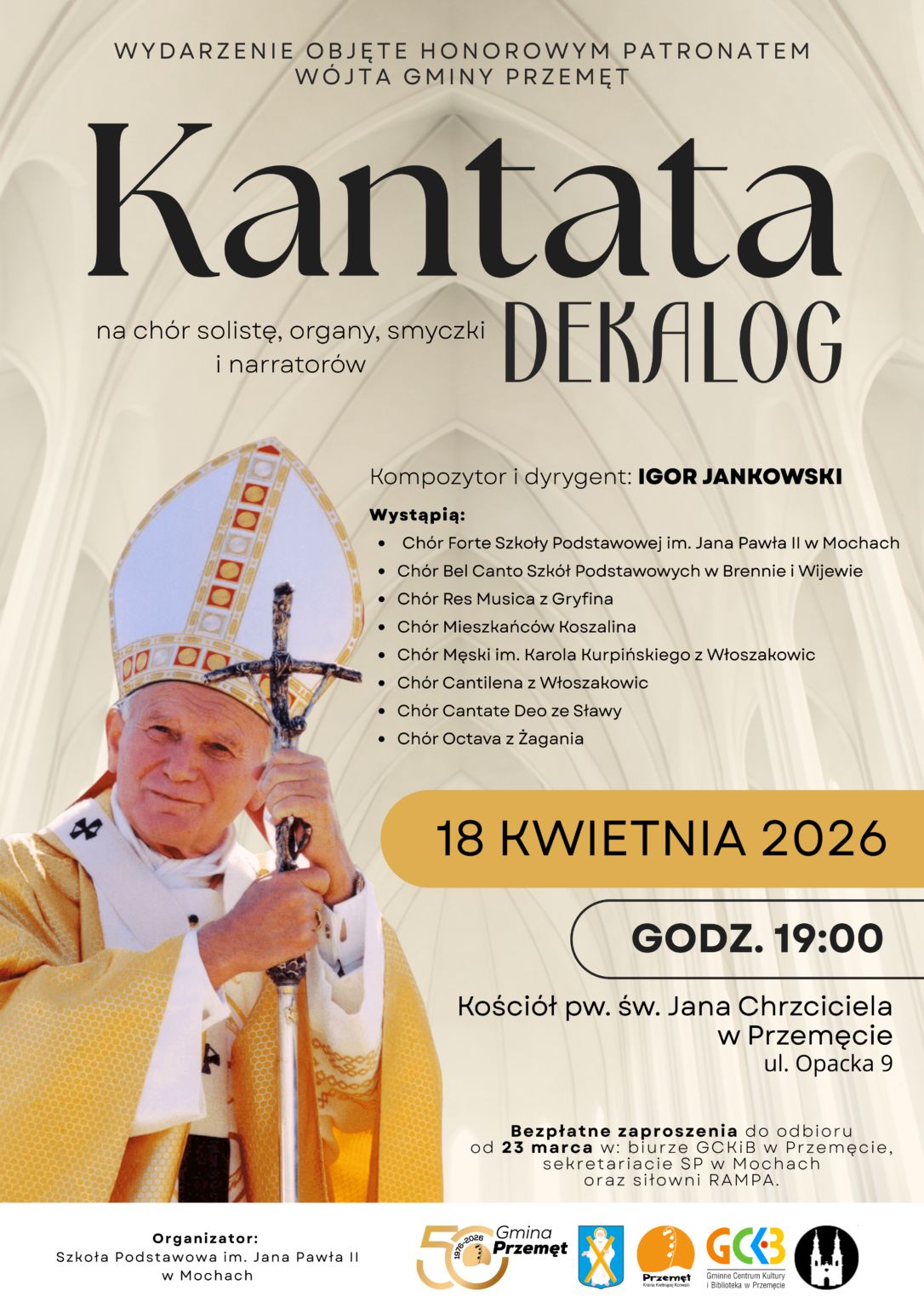 Plakat Kantata Dekalog Przemęt 18 kwietnia 2026.