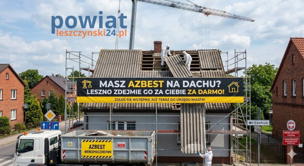 Darmowe usuwanie azbestu w Lesznie! Miasto pokryje koszty demontażu, transportu i utylizacji w 2026 roku. Sprawdź, jak złożyć wstępne zgłoszenie już teraz.